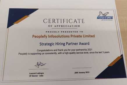 Startegic Hiring Partner Award